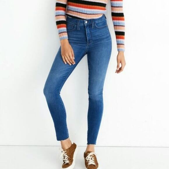 Madewell Roadtripper High Rise Skinny Jeans Raw Hem Stretch Denim Casual Size 29 - Picture 2 of 16